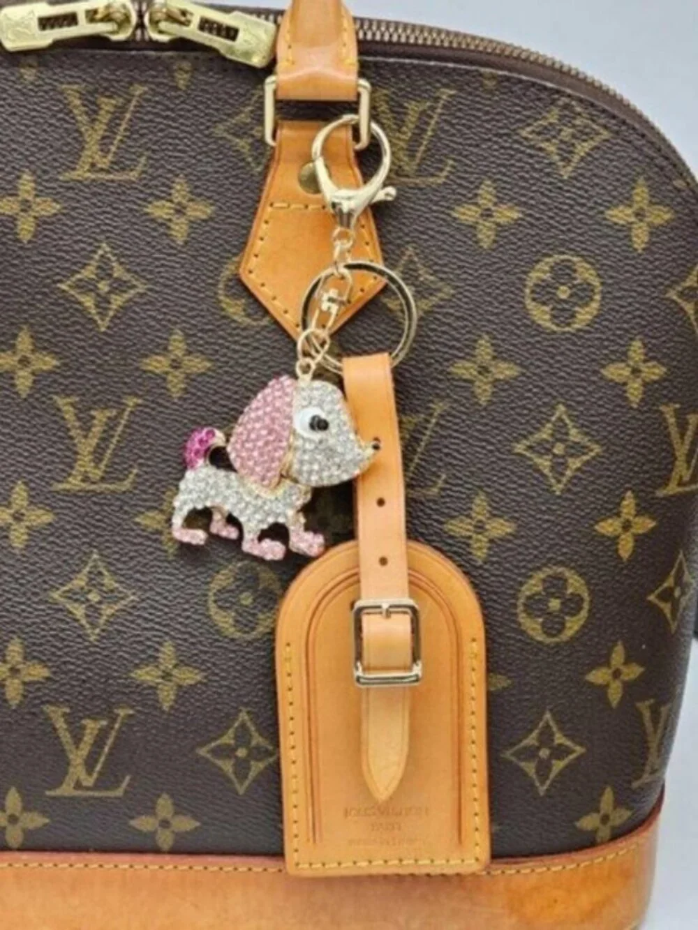 Authentic Louis Vuitton Luggage Tag with Unbranded Keycharm, Keychain